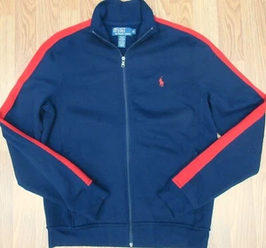 POLO RALPH LAUREN FULL ZIP SWEATSHIRT COTTON/POLY/VISCOSE NAVY & RED MEDIUM, M - Picture 1 of 4