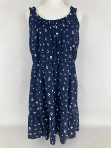 Banana Republic blue floral print women's mid-length dress size L NWT - Picture 1 of 8
