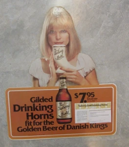 Altes Vintage - TUBORG GOLD Bier - Aufsteller LADENAUFSTELLER SCHILD - TRINKHÖRNER - Bild 1 von 3