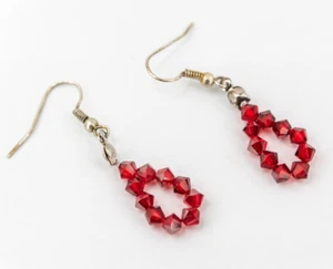 Ohrringe Rot Swarovski Element Tropfen 925 Silber Schmuck Handarbeit Unikat Neu - Bild 1 von 6