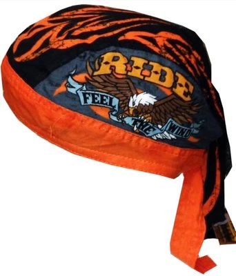 Orange Black American Eagle Feel Wind Bandanna Sweatband Durag Biker Head Wrap — 第 1/2 张图片