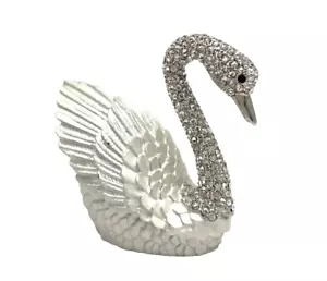 Weißer Schwan aufklappbare Schmuckschatulle mit Schmucksteinen - Bild 1 von 11