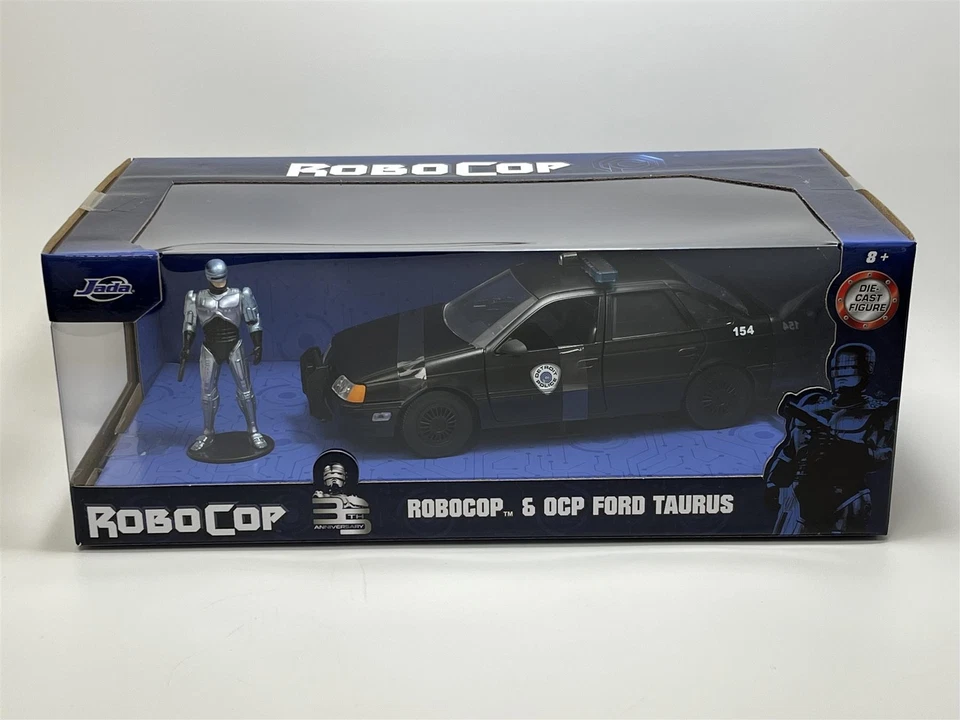 1986 Ford Tarus LX Policía de Detroit Figure Robocop Negro 1 24 JADA TOYS 3374