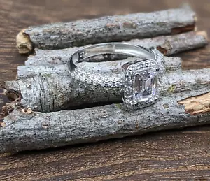 Women's Handmade 925 Sterling Silver White Topaz Ring Size 7.25 Lab Created - Picture 1 of 5