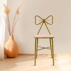New Modern Simple Metal Dressing Table Makeup Chair With Stool Velvet Chair Pink - Picture 1 of 15