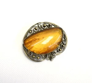 NATURAL OLD ANTIQUE BUTTERSCOTCH EGG YOLK BALTIC AMBER BROOCH - Picture 1 of 4