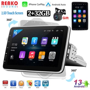 2+32GB Single 1DIN Rotatable 9'' Android 13 Car Stereo CarPlay GPS WiFi FM Radio - Picture 1 of 14