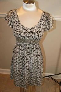 ANTHROPOLOGIE COREY LYNN CALTER WOMENS BLACK/IVORY KNEE LENGTH DRESS SIZE 4(D500 - Picture 1 of 6