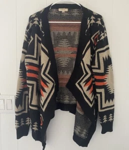 ISSUE Women’s Sz M/L Wool Blend Knit Aztec Style Oversized Cardigan - Picture 1 of 4