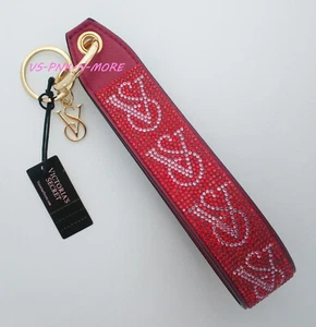 Victoria's Secret VS Bling Rhinestone Wristlet Strap Keychain Red & Pink Logo - Picture 1 of 8