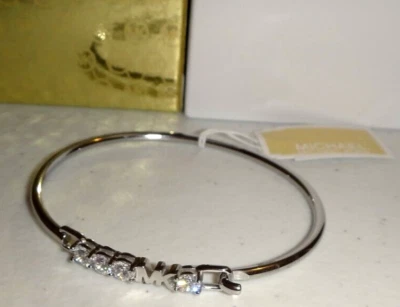 Michael Kors MK Logo Silver S/ Steel Bracelet 4 Single Crystals MKJ7317040 + BOX - Image 1 of 4