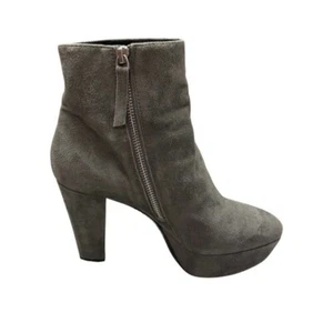 Alice + Olivia Grey Suede Platform Side Zip Booties Women's Size EU 37.5, US 7 - Picture 1 of 13