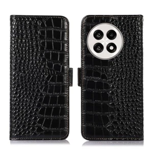 Crocodile Genuine Leather Card Slots Flip Wallet Case Cover for OnePlus 11 12 13 - Picture 1 of 27