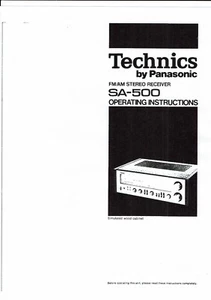 Technics Bedienungsanleitung user manual owners für SA- 500 englisch Copy - Bild 1 von 1