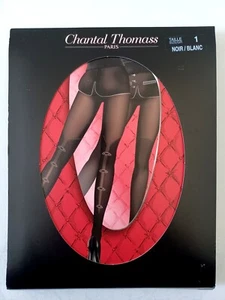 CHANTAL THOMASS COLLANT EFFET CUISSARDE 80 DEN TAILLE 1 REF T865 NOIR / BLANC - Picture 1 of 2