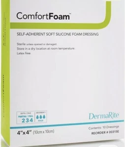 Two Boxes/10 Per Box(20) ComfortFoam Soft Silicone Foam Dressing Non-Border 4"x4 - Picture 1 of 3