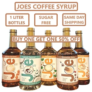 BUY 1 GET 1 50% OFF 1 LITER BOTTLES JOES COFFEE SYRUP Sugar free Keto No Carbs - Picture 1 of 34
