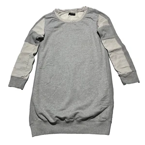 Diesel Sweatshirt Dress Womens Medium Mini Heather Soft Lambskin Leather Trim - Picture 1 of 14