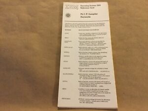 IBM Operating System 360 Reference Card Compiler Keywords, Vintage Rare Manual