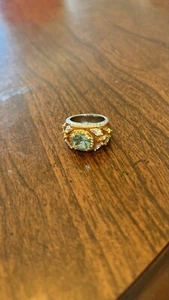 Joseph Esposito Enameled Ring With Aqua Stone And Cz  - Picture 1 of 3