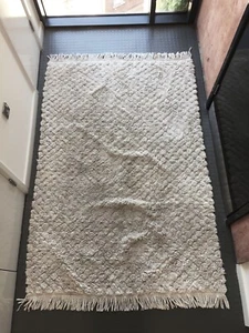 Vintage Off White Berber Diamond Shapes Cotton Rug 1990s - Picture 1 of 6
