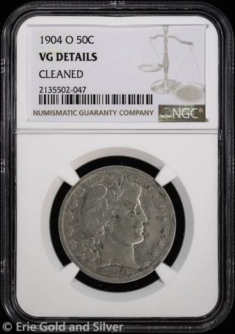 1904-O 50C Barber Half Dollar NGC VG Details Cover