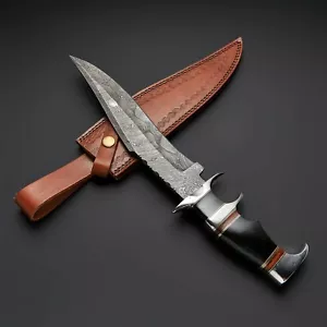 17" SUB HILT IMPRESIONANTE HECHO A MEDIDA HAN FORJADO ACERO DAMASCO, CUCHILLO BOWIE DE CAZA - Imagen 1 de 4