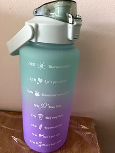 *NEW*64 OZ Motivational Water Bottle with Straw Time Marker BPA Free - Picture 1 of 2