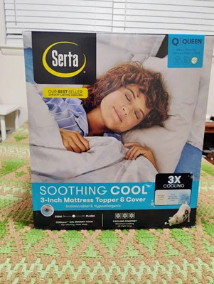 Serta 3" Soothing Cool Gel Memory Foam Mattress Topper Queen 60” X 80” New - Image 1 of 2