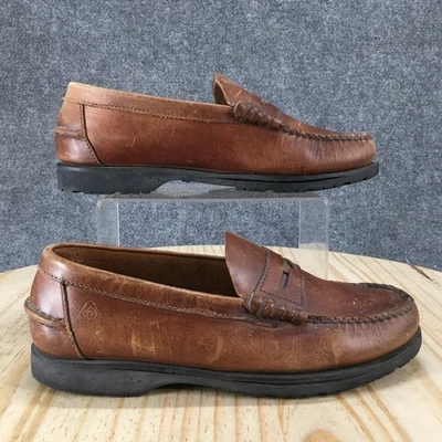 Florsheim Outdoorsman Penny Loafers Mens 7.5 3E Brown Leather Moc Toe Slip On - Image 1 of 4