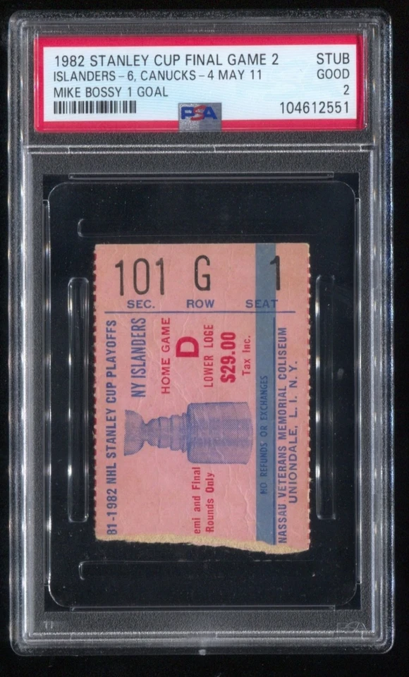 1982 Stanley Cup Final GM 2 Mike Bossy 1 Goal - PSA Ticket New York Islanders - Image 1 of 2