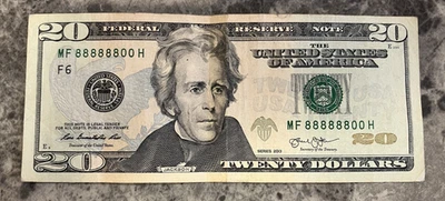 2013 20 Dollar US Currency Bill Note Fancy Serial Number 88888800 - Image 1 of 4