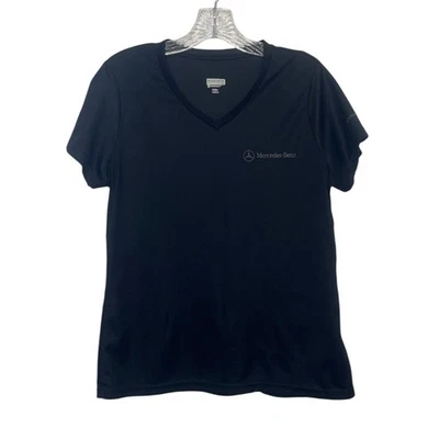 Camiseta deportiva Mercedes-Benz Augusta para mujer grande negra ropa de trabajo cuello en V Foto 1 de 4