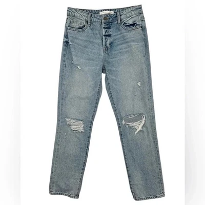 Pantalones de mezclilla de algodón de pierna recta desgastados tiro alto Hidden/Altar’d State 26 Foto 1 de 4