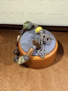 Vintage 925, Tara Anne Celtic Irish Style Silver & Stone Bracelet Sz 8” - Picture 1 of 7