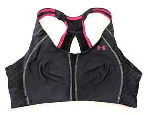 Reggiseno sportivo Under Armour taglia 34C racerback nero rosa non imbottito wireless 1353 - Foto 1 di 3