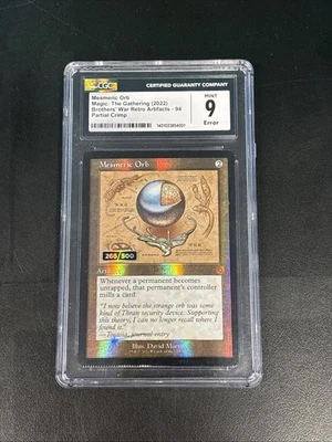 MTG Mesmeric Orb #94 Schematic Foil Serialized 266/500 CGC 9 Crimp Error - Image 1 of 3