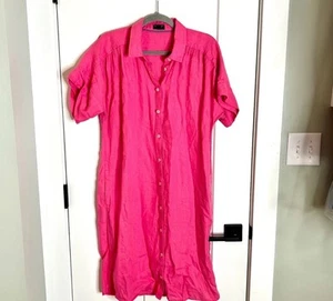 J Crew Baird McNutt dress medium 100 linen Button Front Relaxed Pink Shirt beach - Picture 1 of 5