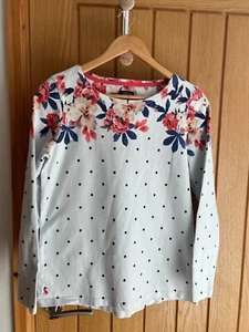 JOULES WHITE FLORAL LONG SLEEVE TOP SIZE 14 USED – - Picture 1 of 4