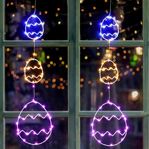 2 Pcs Window Light Decor 35.4 Inch 48 LED Easter Egg Lights for Easter Window De - Picture 1 of 12