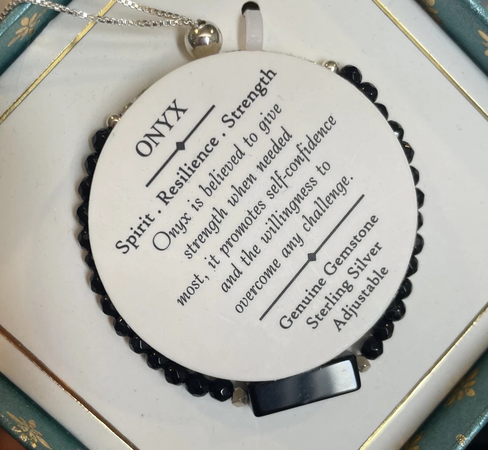 PULSERA CUADRADA SHIVAM LATÓN CHAPADO EN ORO 14K ÓNIX NEGRO FUERZA NUEVA Foto 1 de 1