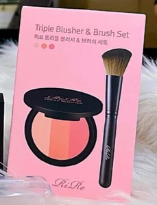 RIRE 3 Colors Triple Blusher 8.9g + Brush Set Face Blush Pressed Powder K-Beauty - Picture 1 of 6
