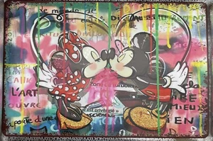 Graffiti Inspired Mickey Mouse Tin Sign 8”x12” - Picture 1 of 1