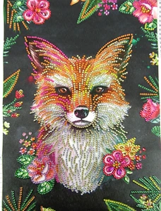 Finished Diamond Art Fox In Flowers Partial Special Rhinestones 30X40cm Sealed - Picture 1 of 4