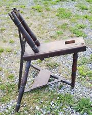 Antique Primitive Spinning Wheel Parts Tripod Base with Drive Pedal and Arm