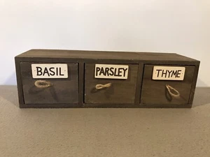 Wooden Herb Boxes 3 Drawers In Total Kitchen Storage Box Rustic Herb Rack - Picture 1 of 8