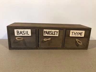 Wooden Herb Boxes 3 Drawers In Total Kitchen Storage Box Rustic Herb Rack - Image 1 of 4