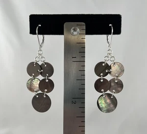 Premier Designs Jewelry Silver Shell Drop Earrings Dangle - Picture 1 of 3