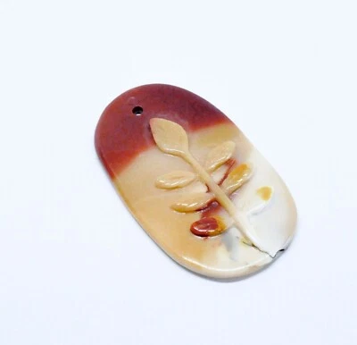 Винтажный большой дендритный мукаит яшма подвеска, резной натуральный драгоценный камень, овальный - Изображение 1 из 4