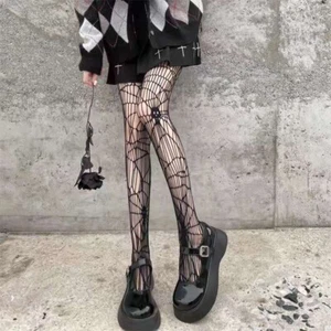 Skull Fishnet Stocking Bat Thin Tights New Long Tube Pantyhose Cosplay - Picture 1 of 8